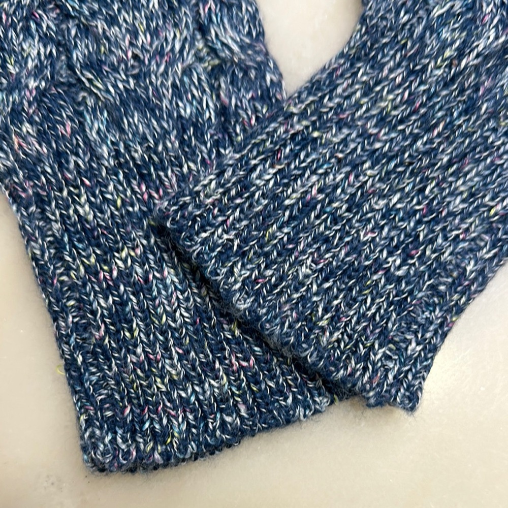 Ashley By 26 International • Blue Crew Neck Sweater Chunky Knit Cropped - M - Picture 6 of 9